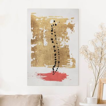 Impression sur toile - Abstract Shapes - Gold And Pink