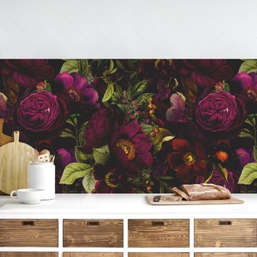 Revêtement mural cuisine - Purple Blossoms Dark