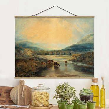 Tableau en tissu avec porte-affiche - William Turner - Abergavenny Bridge, Monmouthshire: Clearing Up After A Showery Day