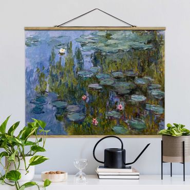 Tableau en tissu avec porte-affiche - Claude Monet - Water Lilies (Nympheas)