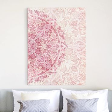 Impression sur toile - Mandala WaterColours Ornament Semicircle Light Pink Beige
