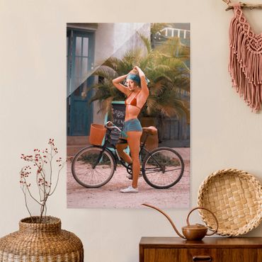Tableau en verre - Bicycle Girl - Format portrait