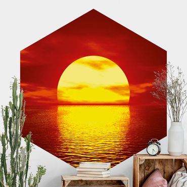 Papier peint hexagonal autocollant avec dessins - Fantastic Sunset