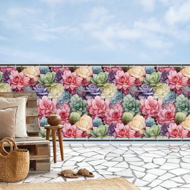 Brise-vue pour balcon - Motif floral coloré