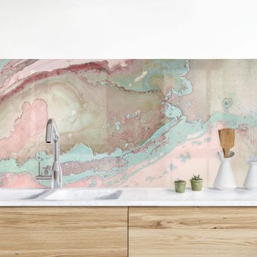 Revêtement mural cuisine - Colour Experiments Marble Light Pink And Turquoise