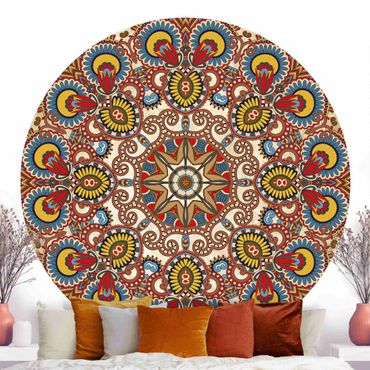 Papier peint rond autocollant - Coloured Mandala