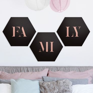 Hexagone en alu Dibond - Letters FAMILY White Set I