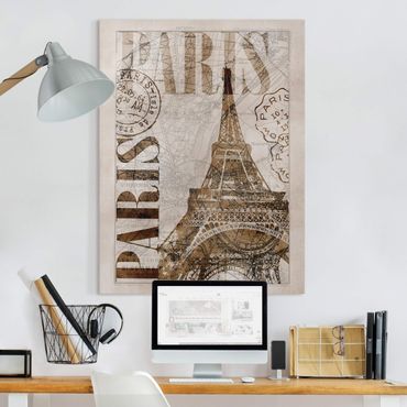 Impression sur toile - Shabby Chic Collage - Paris