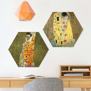 Hexagone en alu Dibond - Gustav Klimt - Kiss And Hope