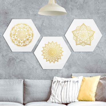 Hexagone en forex - Mandala Flower Sun Illustration Set Gold
