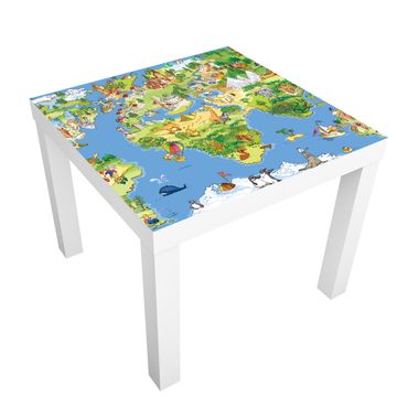 Papier adhésif pour meuble IKEA - Lack table d'appoint - Great and Funny Worldmap