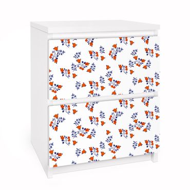 Papier adhésif pour meuble IKEA - Malm commode 2x tiroirs - Mille Fleurs Design Pattern