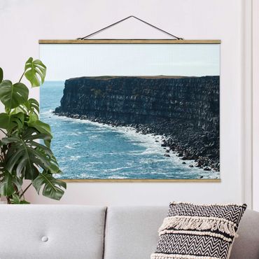 Tableau en tissu avec porte-affiche - Rocky Islandic Cliffs  - Format paysage 4:3