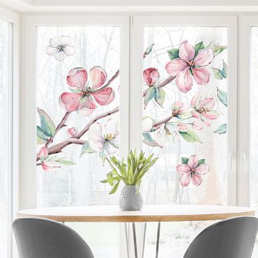 Sticker pour fenêtres - Cherry Blossom Branch Watercolour