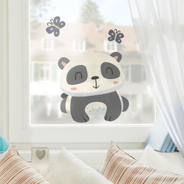 Sticker pour fenêtres - Panda With Butterflies