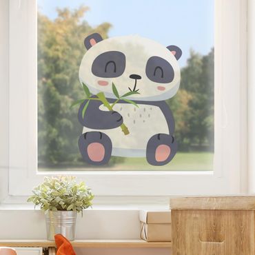 Sticker pour fenêtres - Panda Munching On Bamboo