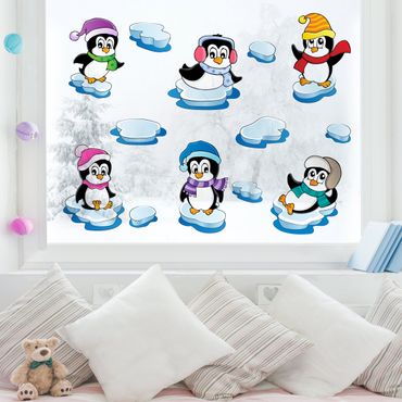 Sticker pour fenêtres - Penguin Winter Set