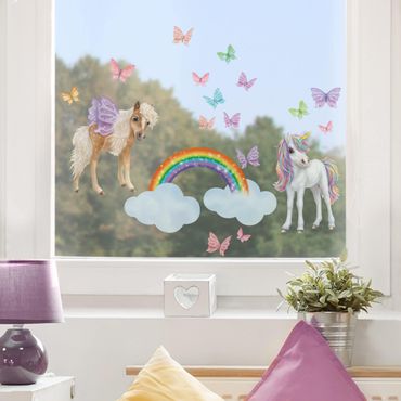 Sticker pour fenêtres - Set Unicorn And Butterflies