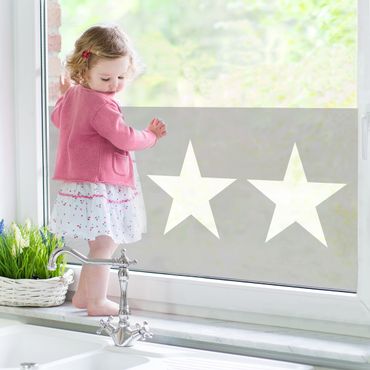 Décoration pour fenêtres - Large white stars on grey