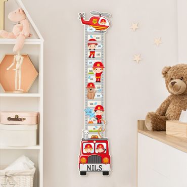 Toise murale enfant - Fire Brigade Set With Customised Name
