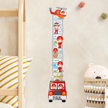 Toise sticker mural enfant - Fire Brigade Set With Customised Name