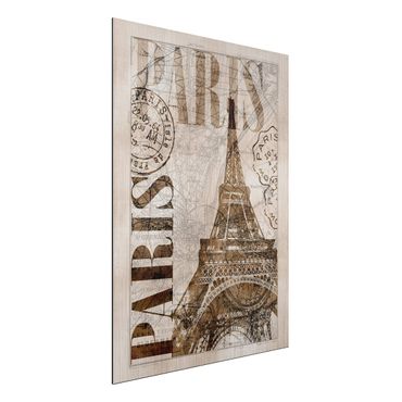 Impression sur aluminium - Shabby Chic Collage - Paris