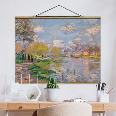 Tableau en tissu avec porte-affiche - Claude Monet - Spring On The Seine