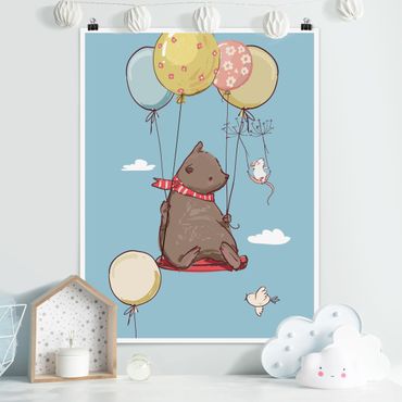 Poster chambre enfant - Bear And Mouse Flying
