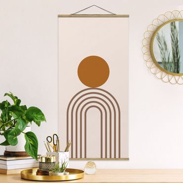 Tableau en tissu avec porte-affiche - Line Art Circle And Lines Copper