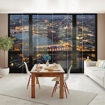 Set de panneaux coulissants - Window view of London's skyline with bridge