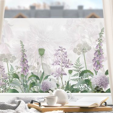 Décoration pour fenêtre - Digitalis dans une prairie de fleurs délicates