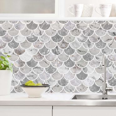 Revêtements muraux pour cuisine - Fish Scake Tiles Marble - Grey