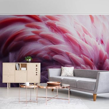 Metallic wallpaper - Flamingo Feathers Close-Up