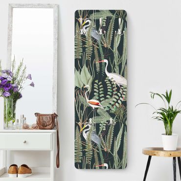 Porte-manteau - Flamingos And Storks With Plants On Green