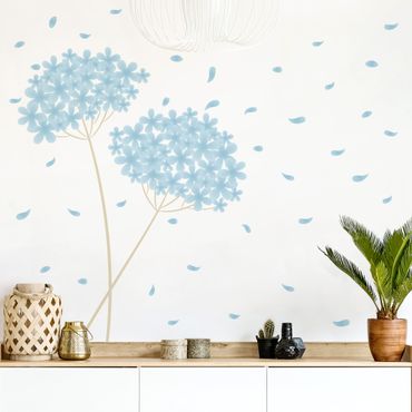 Sticker mural - Dreamlike Flowers In The Wind In Blue