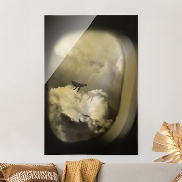 Tableau en verre - Flying Whale Up In The Clouds - Format portrait