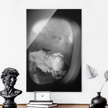Tableau en verre - Flying Whale Up In The Clouds - Format portrait