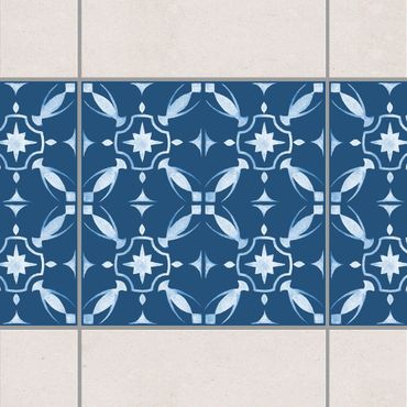 Sticker pour carrelage - Dark Blue White Pattern Series No.01