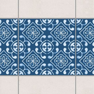 Sticker pour carrelage - Dark Blue White Pattern Series No.02