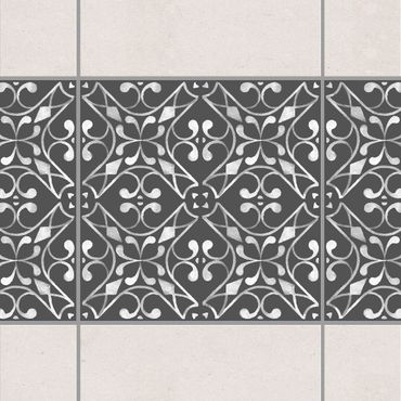 Sticker pour carrelage - Dark Gray White Pattern Series No.03