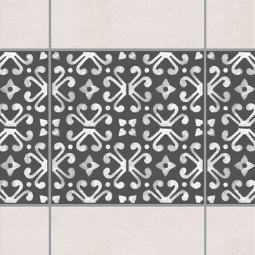 Sticker pour carrelage - Dark Gray White Pattern Series No.07