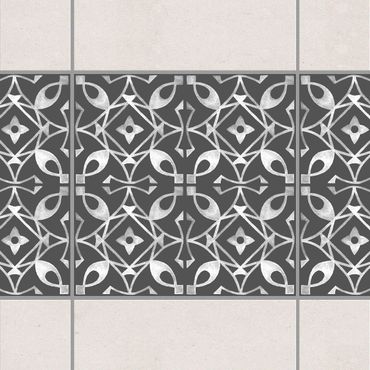 Sticker pour carrelage - Dark Gray White Pattern Series No.08