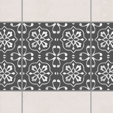 Sticker pour carrelage - Dark Gray White Pattern Series No.04