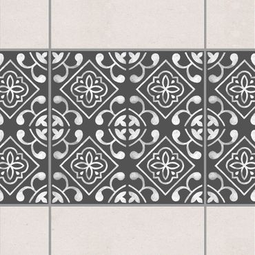 Sticker pour carrelage - Dark Gray White Pattern Series No.02