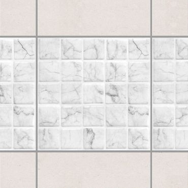 Sticker pour carrelage - Mosaic Tile Marble Look Bianco Carrara