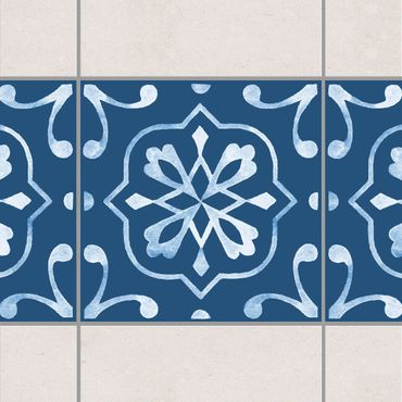 Sticker pour carrelage - Pattern Dark Blue White Series No.4