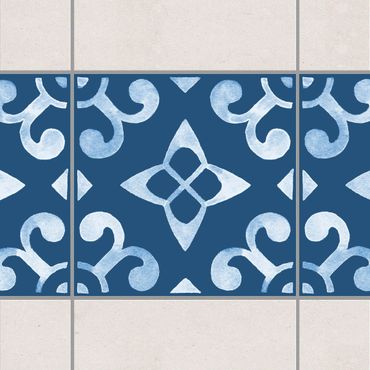 Sticker pour carrelage - Pattern Dark Blue White Series No.5