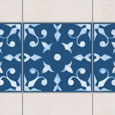 Sticker pour carrelage - Pattern Dark Blue White Series No.6