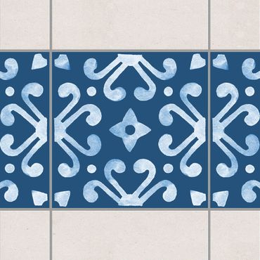 Sticker pour carrelage - Pattern Dark Blue White Series No.7