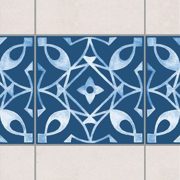 Sticker pour carrelage - Pattern Dark Blue White Series No.8